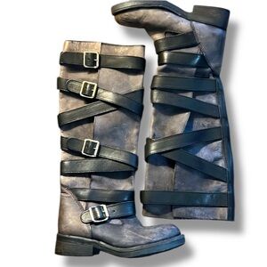 Lane Bryant WIDE CALF All Leather Tall Boot Size 5-1/2